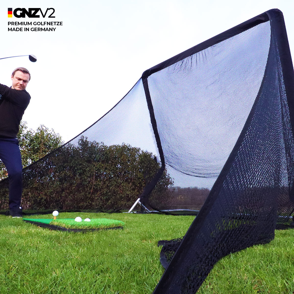 GNZV2 Golf Net Driving Range | Model XL | Incl. Small Tee Mat and Accessories