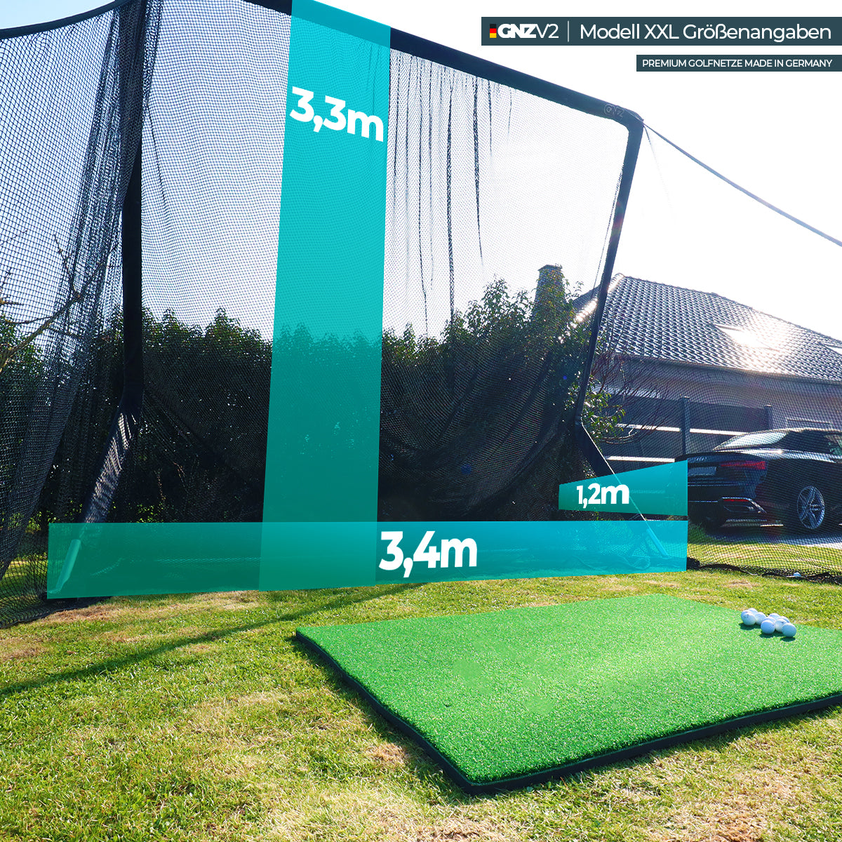 GNZV2 golfnet drivingrange | Model XXL | Incl. kleine teemat en toebehoren