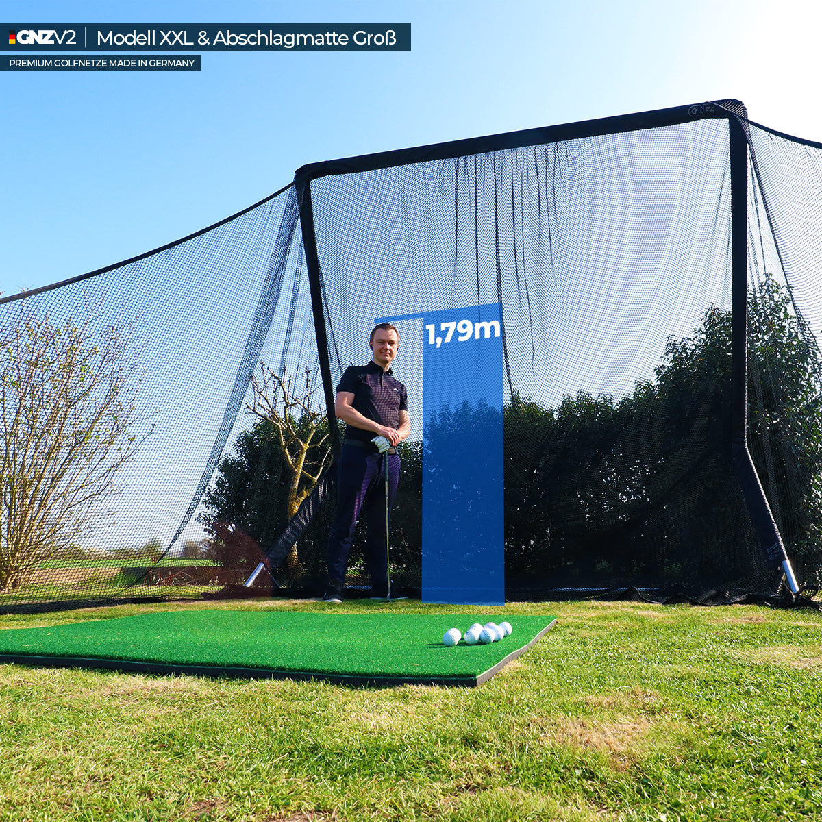 GNZV2 Golf Net Driving Range | Model XXL | Incl. Small Hitting Mat and Accessories