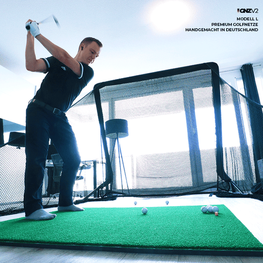 GNZV2 Golf Net Driving Range | Model L | Incl. Small Golf Hitting Mat and Accessories