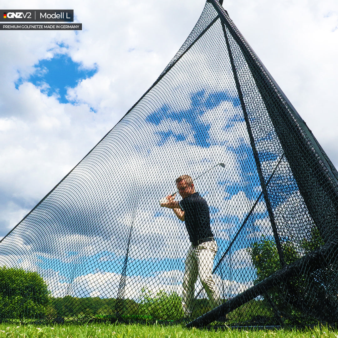 Filet de Practice de Golf GNZV2 | Modèle L | Inclus Petit Tapis de Frappe + Écran de Frappe
