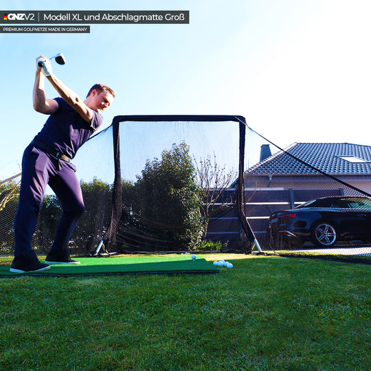GNZV2 Golf Net Driving Range | Model XL | Incl. Large Hitting Mat and Accessories