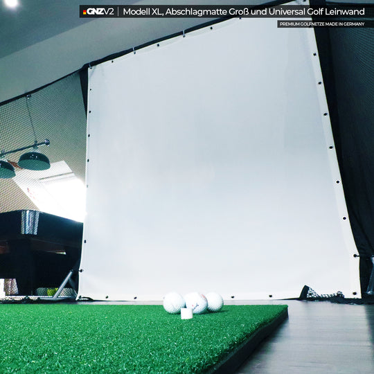 Filet de Practice de Golf GNZV2 | Modèle XL | Inclus Grand Tapis de Frappe + Écran de Frappe