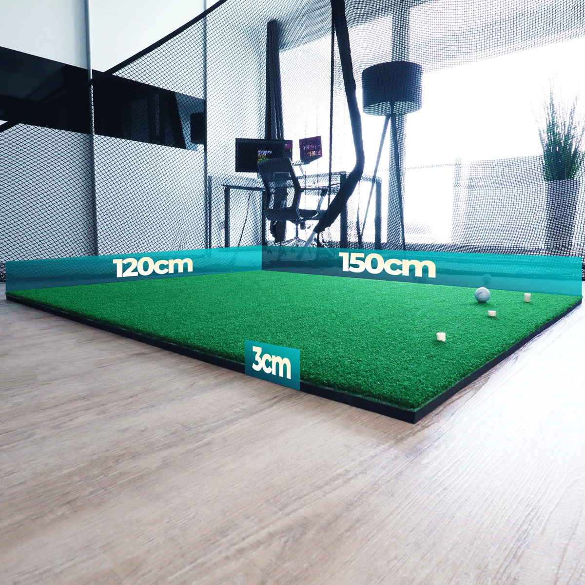 Golf Abschlagmatte | 150cm x 120cm x 3,5cm | Inkl. Zubehör